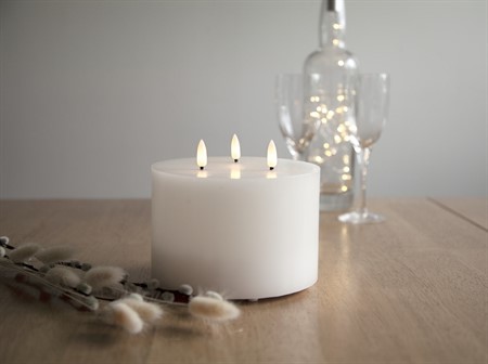 Blockljus LED Flamme med 3 lågor 15x13cm Vit