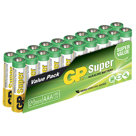 Batteri GP Super Alkaline AAA 20/fp