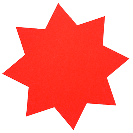 Textkartong Stjärna 35 cm fluoröd 25/fp