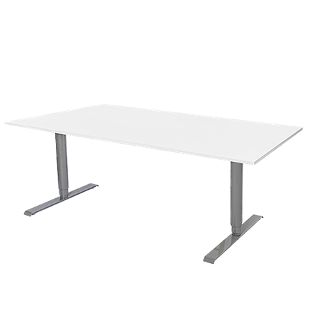 Sitt/ståbord eldrivet 2-pelar 180x80 cm vit