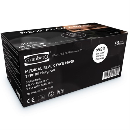 Munskydd Svart 50-pack 3-lager TYP IIR