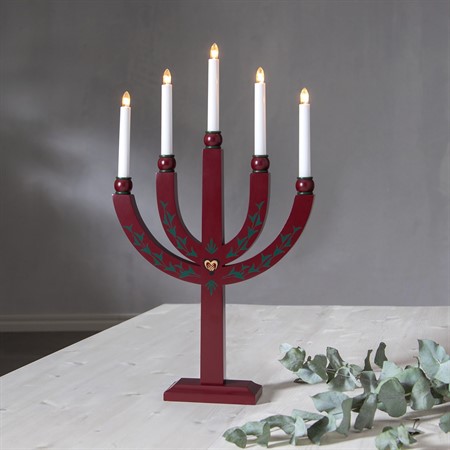 Adventsljusstake Elias 5 ljus 35x61cm Röd