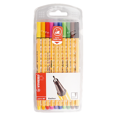 Fiberpenna Fineliner Stabilo point 88 10-set