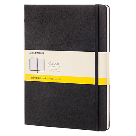 Block Moleskine Hard X-large rutat svart