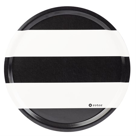 Rund bricka Stripes Ø38 cm svart/vit