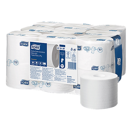 Toalettpapper Tork Extra mjukt Coreless Midsize T7