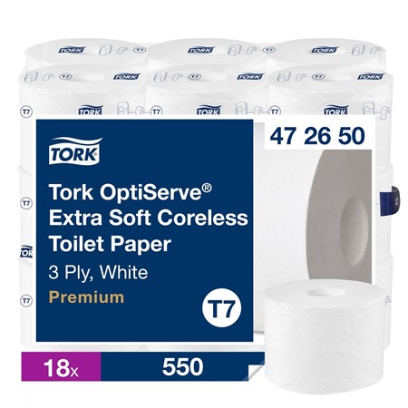 Toalettpapper Tork T7 OptiServe Coreless Extra mjukt 18/fp
