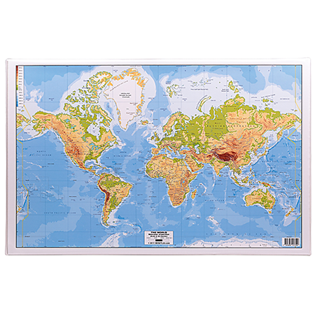 Skrivunderlägg med världskarta
