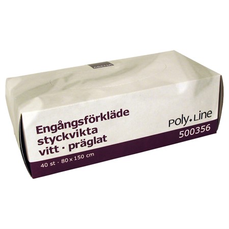 Engångsförkläde vit 150x80cm 40-pack