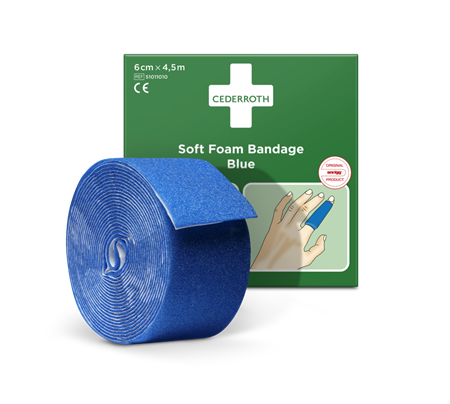Plåster/Bandage Soft Foam 6cm x 4,5m Blå