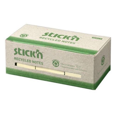 Notisblock Återvunnet 38x51mm Pastellgul 12-pack