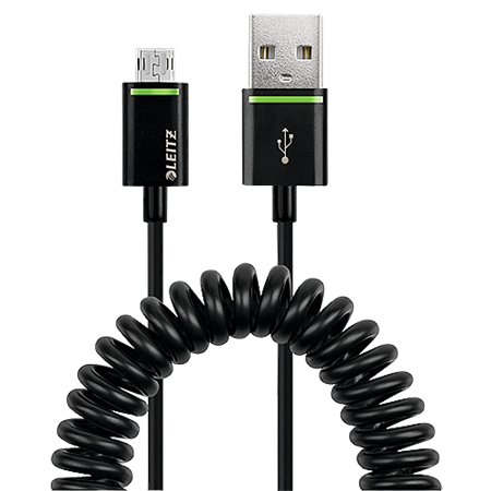 Spiralkabel Mikro-USB till USB Leitz Complete 1 m