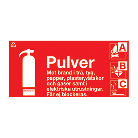 Brandskylt Typskylt Pulver