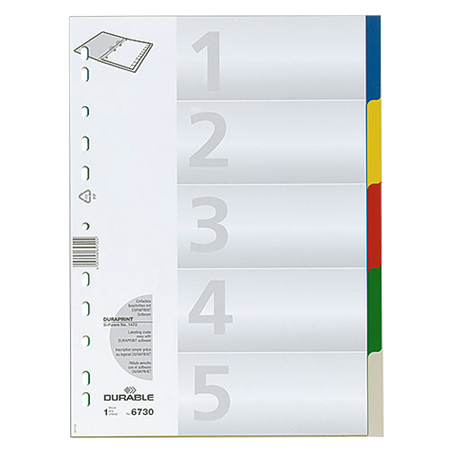 Plastregister Durable 1-5 otryckt