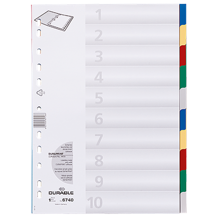 Plastregister Durable 1-10 otryckt