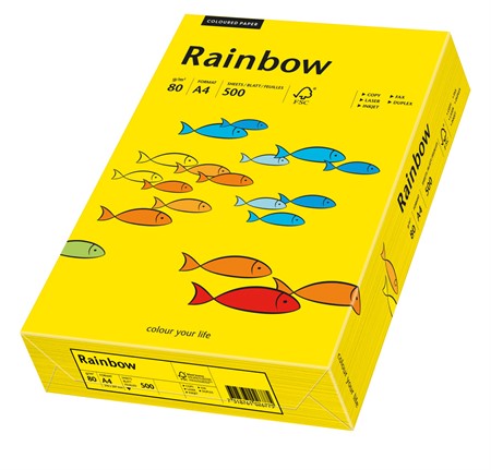 Färgat papper Rainbow A4 80g intensivgul 500/fp