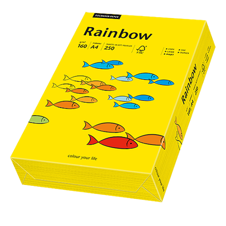 Färgat papper Rainbow A4 160 g intensivgul 250/fp