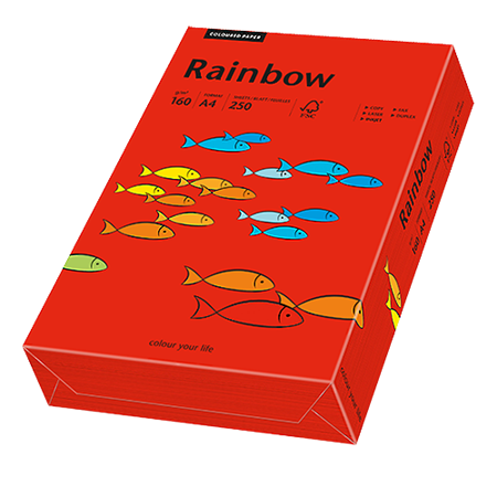 Färgat papper Rainbow A4 160 g intensivröd 250/fp