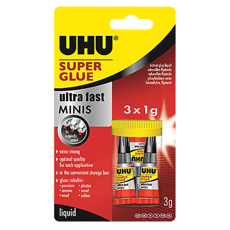 Snabblim UHU Super Ultra Fast Minis 3x1 g