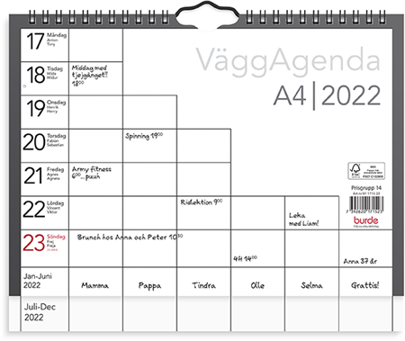 Väggkalender Väggagenda A4