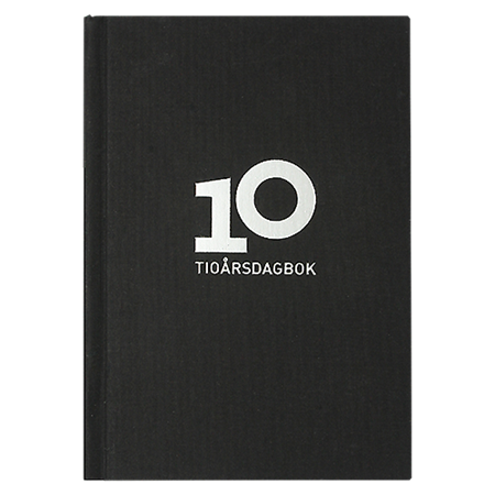 10-årsdagbok, svart linnetextil