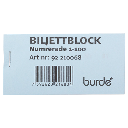 Biljettblock 1-100 blå