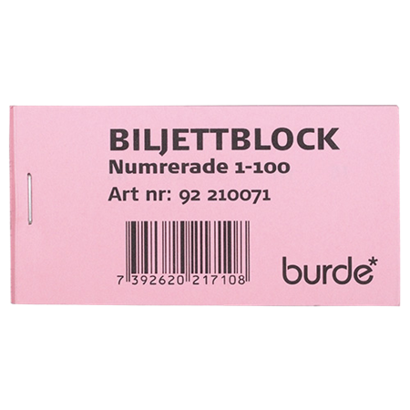 Biljettblock 1-100 rosa