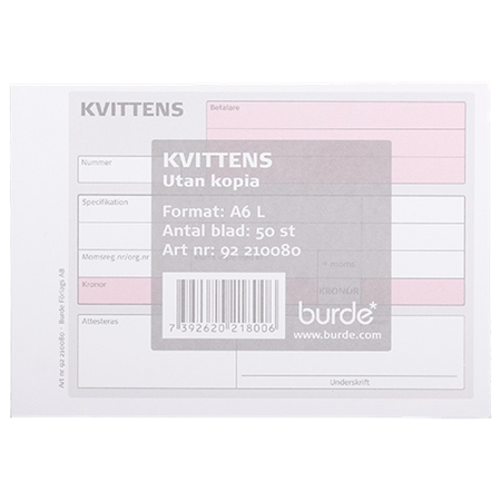 Kvittenser Burde A6L onumrerade