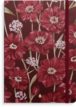 Anteckningsbok Notebook Deluxe A5 burgundy flower