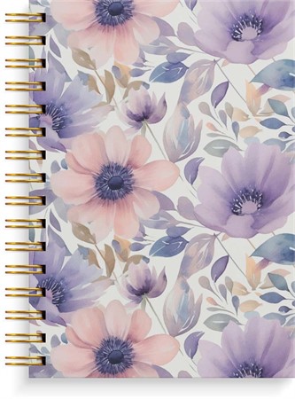 Anteckningsbok Notebook A5 lilac flowers