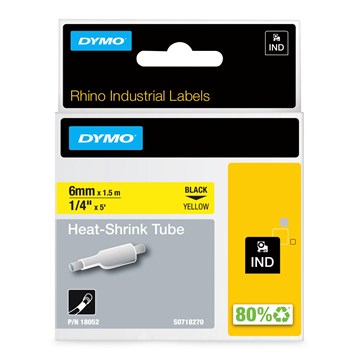 Krympslang Dymo Rhino Svart/Gul 6mm x 1,5m