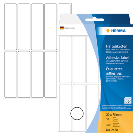 Märketiketter Herma 20x75 mm 320/fp