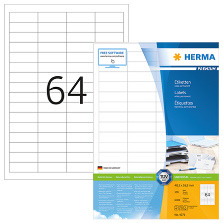 Etiketter Herma Premium 48,3x16,9 mm 6400/fp