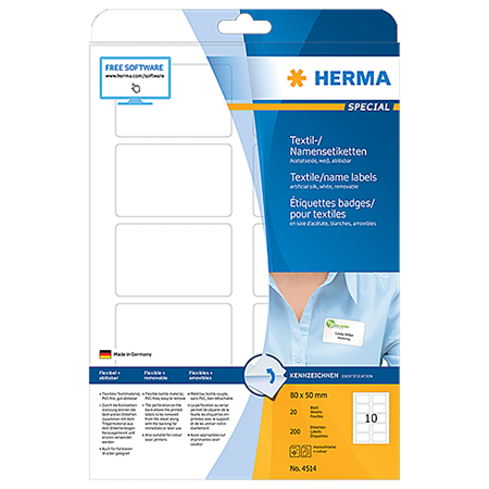 Namnetiketter Herma vit 80x50 mm 200/fp
