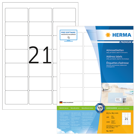 Etiketter Herma Premium 63,5x38,1 mm 2100/fp
