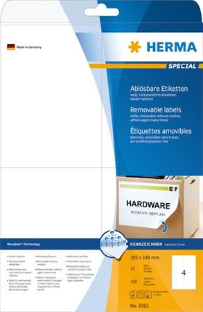 Etiketter Herma Avtagbar 105x148mm 100st/fp