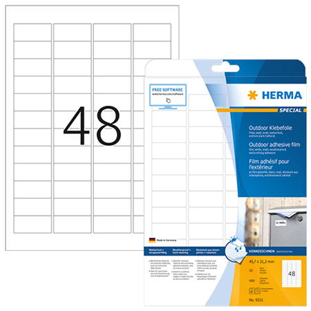 Utomhusetiketter Herma 45,7x21,2 mm 480/fp