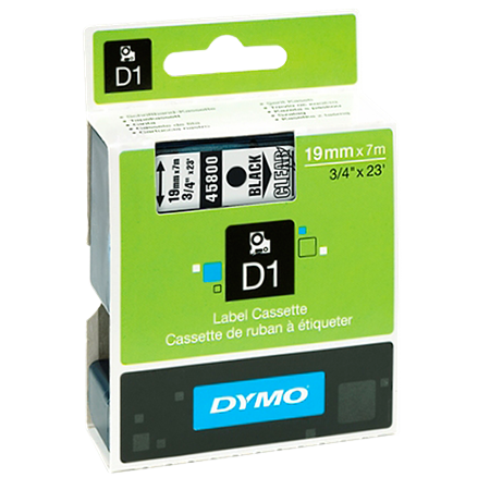 Märktejp Dymo D1 svart/transparent 19mmx7m