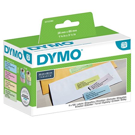 Färgade etiketter Dymo LabelWriter 89x28 mm 4/fp